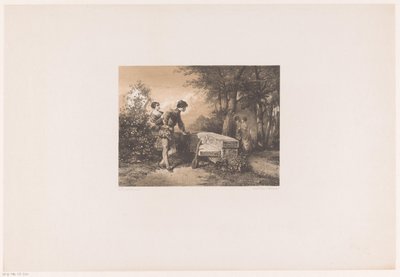 公园里的两对夫妇 作者 荷兰皇家 Steendrukkerij van CW Mieling