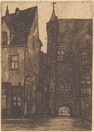 安特卫普 Vleeshuis 景观 作者 Herman Heuff（艺术家签名）