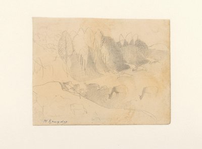 放牧牛群的山谷 作者 Herman Kruyder（艺术家签名）