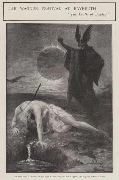 拜罗伊特的瓦格纳音乐节：齐格弗里德之死（石版画） 作者 赫尔曼（后）亨德里希