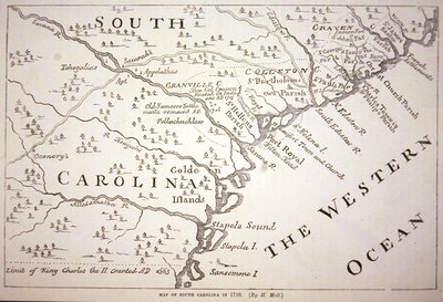 1730年的南卡罗来纳州地图（石印）。 作者 赫尔曼（后）小调