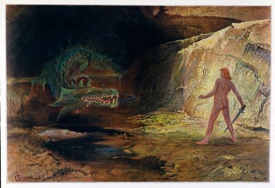 齐格弗里德和法夫纳，1906年 作者 赫尔曼·亨德里希
