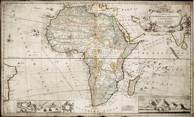 非洲地图，约 1715 年（彩色雕刻） 作者 赫尔曼·摩尔