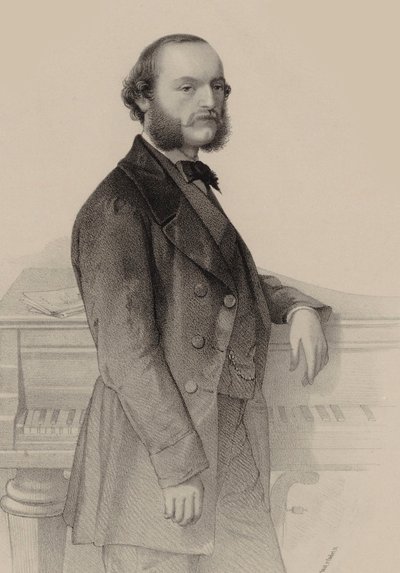 钢琴家和作曲家Désiré Magnus 1828-1884的肖像。 作者 赫尔曼·劳恩海姆