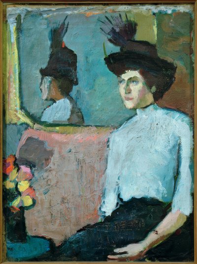 镜子前戴帽子的女士 作者 赫尔曼·斯坦纳