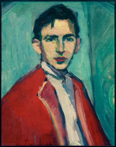 自画像与红色外套 作者 Hermann Stenner