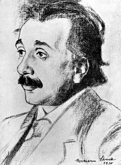 阿尔伯特·爱因斯坦（Albert Einstein）1879-1955，德国瑞士数学家和理论物理学家，1920年 作者 赫尔曼·施特拉克