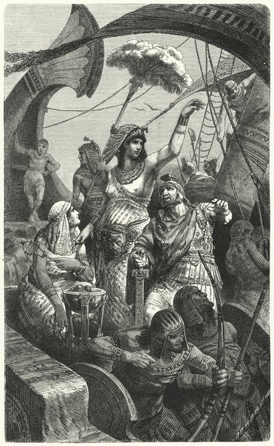 克里奥帕特拉在Actium战役期间，公元前31年 作者 Hermann Vogel