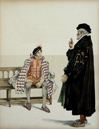 Henri IV (1553-1610) 在他的教授 La Gaucherie 之前。 Hermann Vogel (1856-1918) 在“亨利四世”中的插图 作者 赫尔曼·沃格尔