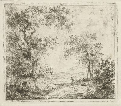 有绘图员和步行者的风景画
六幅风景画（系列名称） 作者 赫曼努斯吊臂