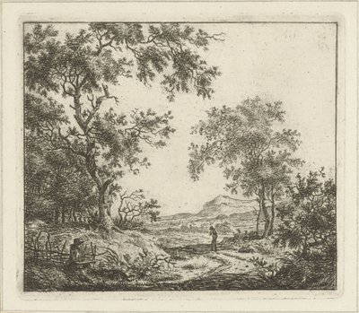 有绘图员和步行者的风景画
六幅风景画（系列名称） 作者 赫曼努斯吊臂