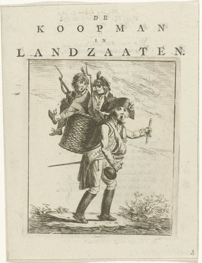 歌谱和士兵漫画
关于威廉五世的漫画
Landzaaten 的商人（物体上的标题） 作者 赫曼努斯吊臂