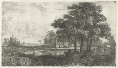 有篷马车的树林景观 作者 Hermanus Jan Hendrik van Rijkelijkhuysen