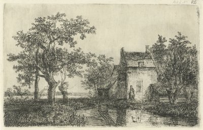 海滨农舍前提着篮子的妇女 作者 Hermanus Jan Hendrik van Rijkelijkhuysen