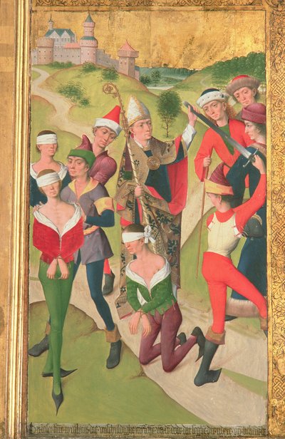 圣尼古拉斯从圣尼古拉斯教堂的高坛，1481年（详细）（见197688-91）拯救三名无辜的男子 作者 赫尔曼·罗德