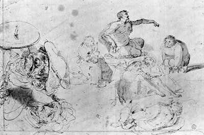 一页草图，归因于Jerome Bosch 作者 Hieronymus Bosch