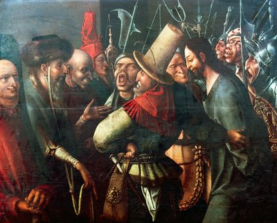 基督被带到彼拉多面前，由Hieronymus Bosch（约1450-1516年）创作，油画板，61x77厘米。荷兰 作者 Hieronymus Bosch