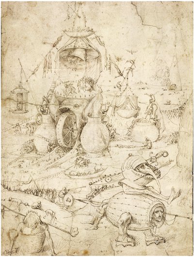 Infernal Landscape par Bosch, Hieronymus (c. 1450-1516)。 钢笔，纸本棕色印度墨水，c。 1500，私人收藏 作者 Hieronymus Bosch
