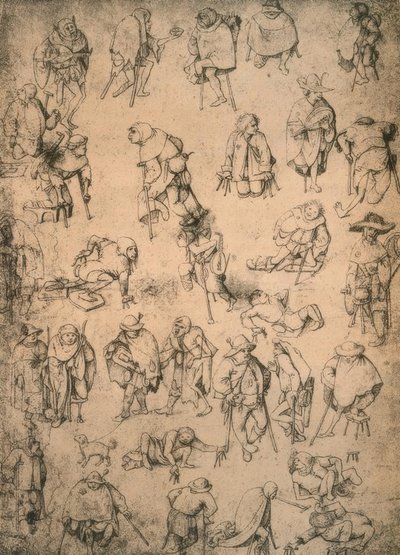 子，乞g和乞g音乐家 作者 Hieronymus Bosch