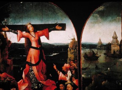 圣利伯塔三联画（板面油画）（165417的细节） 作者 Hieronymus Bosch