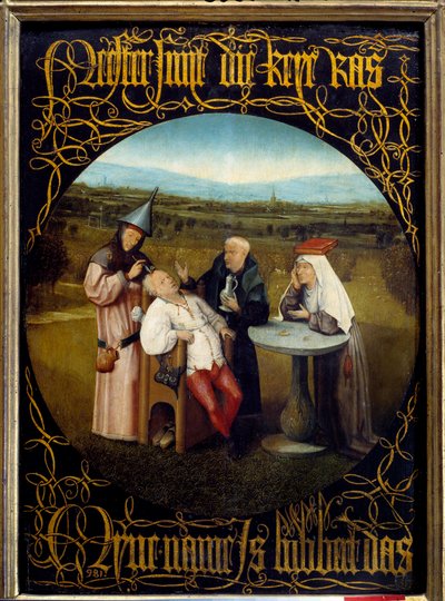 福利之石的提取。 Hieronymus Van Aeken (Aken) 和 Jerome Bosch (1450-1516) 的绘画 作者 Hieronymus Bosch