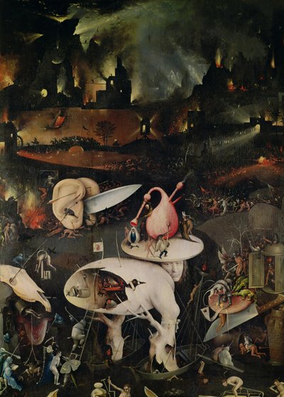 地球欢乐花园，地狱，三联画的右翼，c.1500 作者 Hieronymus Bosch