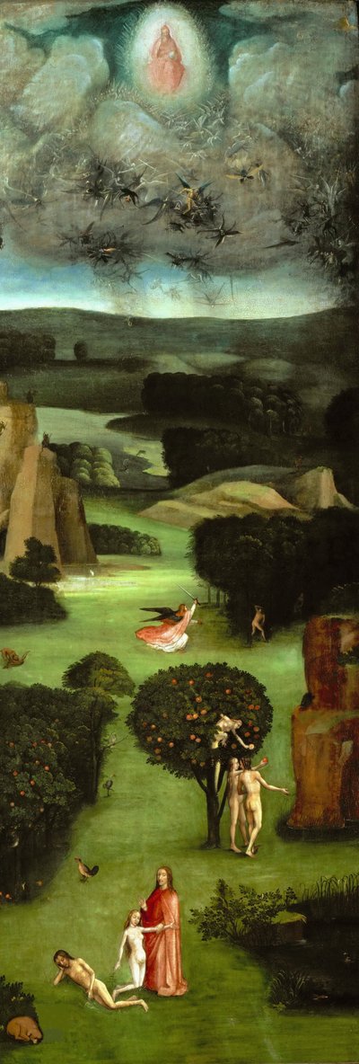 最后的审判》三联画，左面板，约1485年。 作者 Hieronymus Bosch