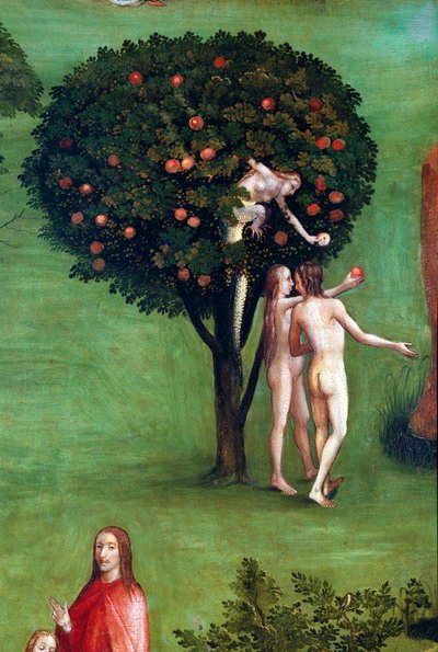最后审判的特里普提克》，左板。亚当和夏娃在天堂，细节（木板画，约1504年 作者 Hieronymus Bosch