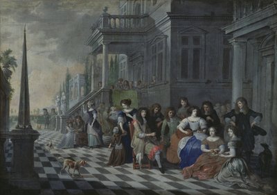 1672年在宫殿前制作音乐的人物 作者 耶洛尼斯·詹森斯