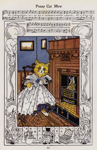猫咪擢升（彩色平版画 作者 希尔达·布劳顿