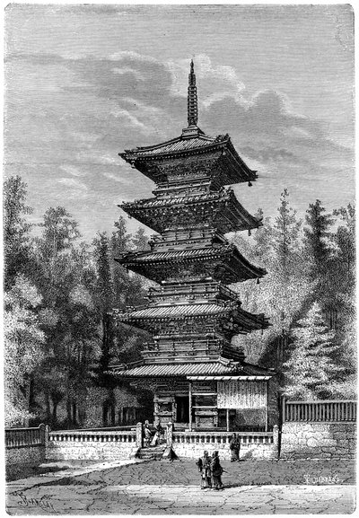 日本日光佛教寺庙，1895年。 作者 希尔迪布兰德