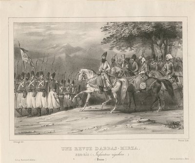 亲王元帅阿巴斯·米尔扎（Abbas Mirza）亲王（1789-1833）检查步兵团，1835年 作者 Hippolyte Bellange