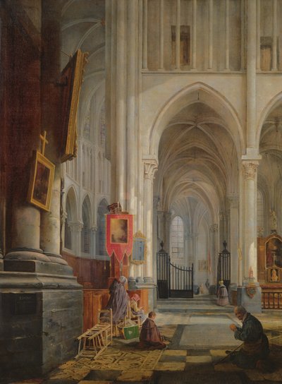 内部的圣奥梅尔大教堂，1836年 作者 Hippolyte Joseph Cuvelier