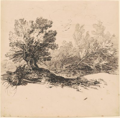溪边的波拉德柳树 作者 希波利特（Hippolyte）Lalaisse