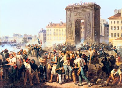 1830年7月28日在巴黎圣丹尼斯门的战斗 作者 Hippolyte Lecomte
