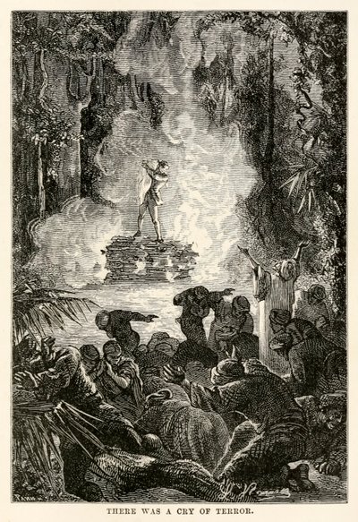 有一种恐怖的叫声，出自儒勒-凡尔纳（1828-1905）的《八十天环游世界》，由阿道夫-弗朗索瓦-潘纳梅克（1822-1900）刻制。 作者 希波吕特·莱昂（后）贝内特