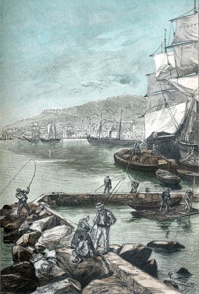 儒勒-凡尔纳的 "Clovis Dardentor "的染色图谱插图，L. Benett为Hetzel 1896年版雕刻（雕刻）。 作者 希波吕特·莱昂·贝内特
