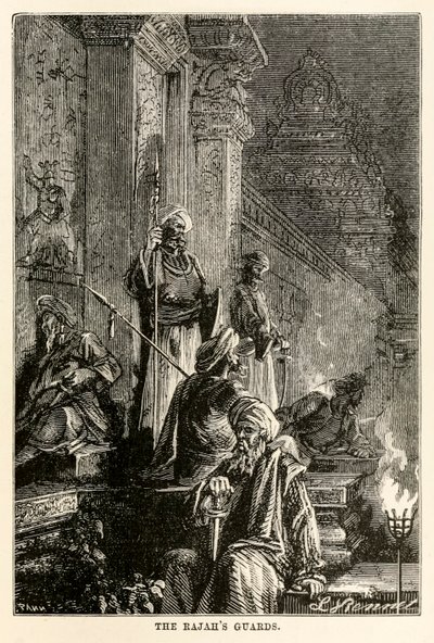 拉贾斯守卫，来自朱尔斯凡尔纳（1828-1905）的八十天环游世界，由AdolpheFrançoisPannemaker（1822-1900）刻，1873年 作者 Hippolyte Leon after Benett