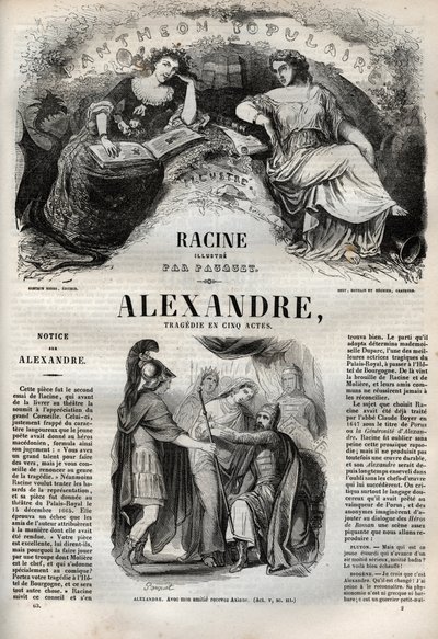 Alexandre le Grand tragedie en cinq actes - 雕刻在 "Oeuvres de Jean Racine "中，由Pauquet提供插图，Emile de La Bedolliere提供说明 - 1851年 作者 希波吕特·路易斯·鲍奎特