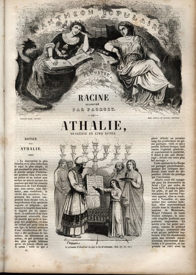 让-拉辛的五幕悲剧《Athalie》--《让-拉辛作品集》中的版画，由Pauquet绘制，Emile de La Bedolliere作了说明 - 1851年 作者 希波吕特·路易斯·鲍奎特