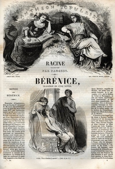 Berenice悲剧五幕--《让-拉辛作品集》中的雕版，由Pauquet绘制，Emile de La Bedolliere作了说明 - 1851年 作者 希波吕特·路易斯·鲍奎特