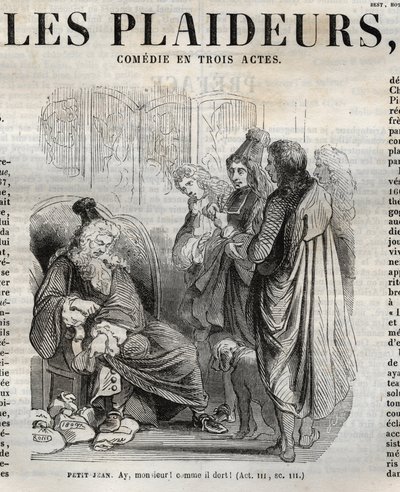 Les Plaideurs (1668)三幕喜剧--《让-拉辛的作品》中的雕刻，由Pauquet绘制，Emile de La Bedolliere作了说明--1851年 作者 希波吕特·路易斯·鲍奎特