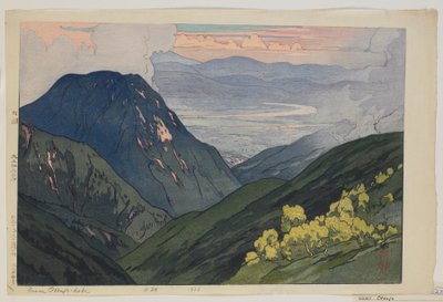 选自大正时代《日本阿尔卑斯山十二景》系列中的大天照岳 作者 吉田博史