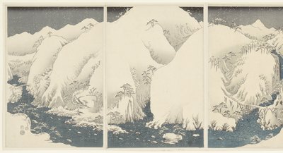 木曾沿线的山川
木曾寺之山川（实物标题）
雪、月和花（系列标题）
节杖卡（系列名称） 作者 歌川广重 (I)