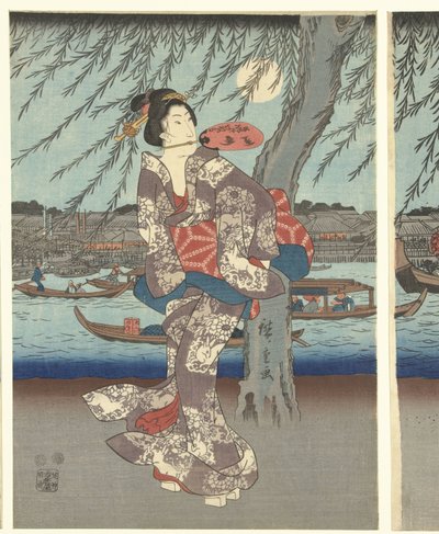 东方之都的著名景点：在两国桥上沐浴晚风 作者 歌川广重 (I)