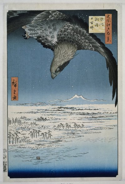 深川附近裾崎的十万坪平原
福川裾崎十万大山（实物标题）
江户百景（系列标题）
名所江户百景（文物上的系列标题） 作者 鱼屋英吉