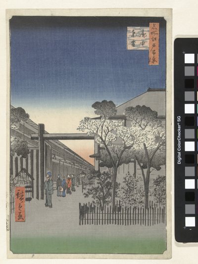 吉原的黎明
角中图恩（物品上的标题）
江户百名相（系列名称）
名所江户百景（文物上的系列名称） 作者 鱼屋英吉