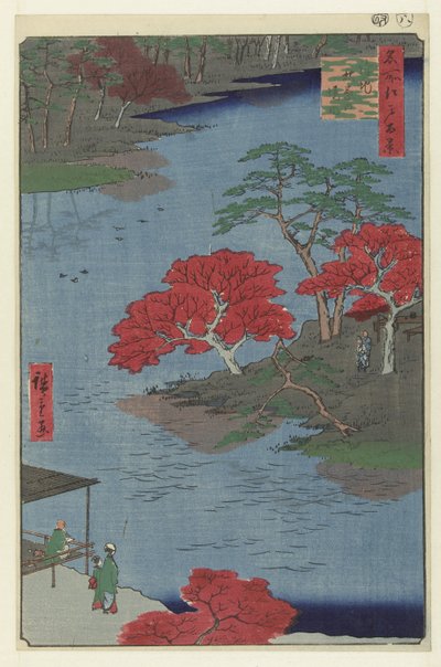 浮地秋叶神社的寺院庭院
浮地秋叶景台（物品上的标题）
江户百景（系列标题）
名所江户百景（文物上的系列名称） 作者 歌川广重 (I)