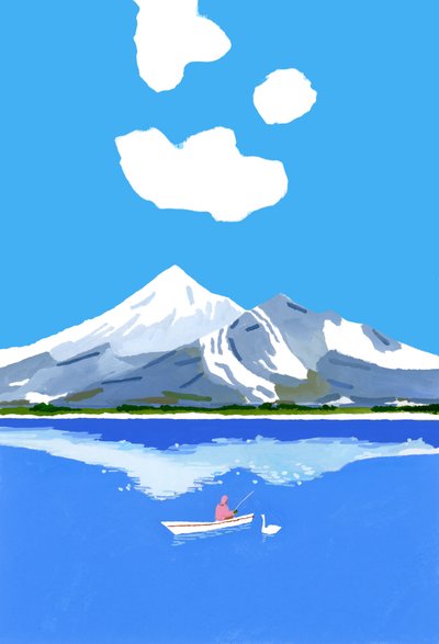 在冬季的湖上钓鱼 作者 井筒宏之