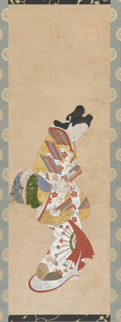 一个女人的站立形象，18世纪。 作者 菱川诸房